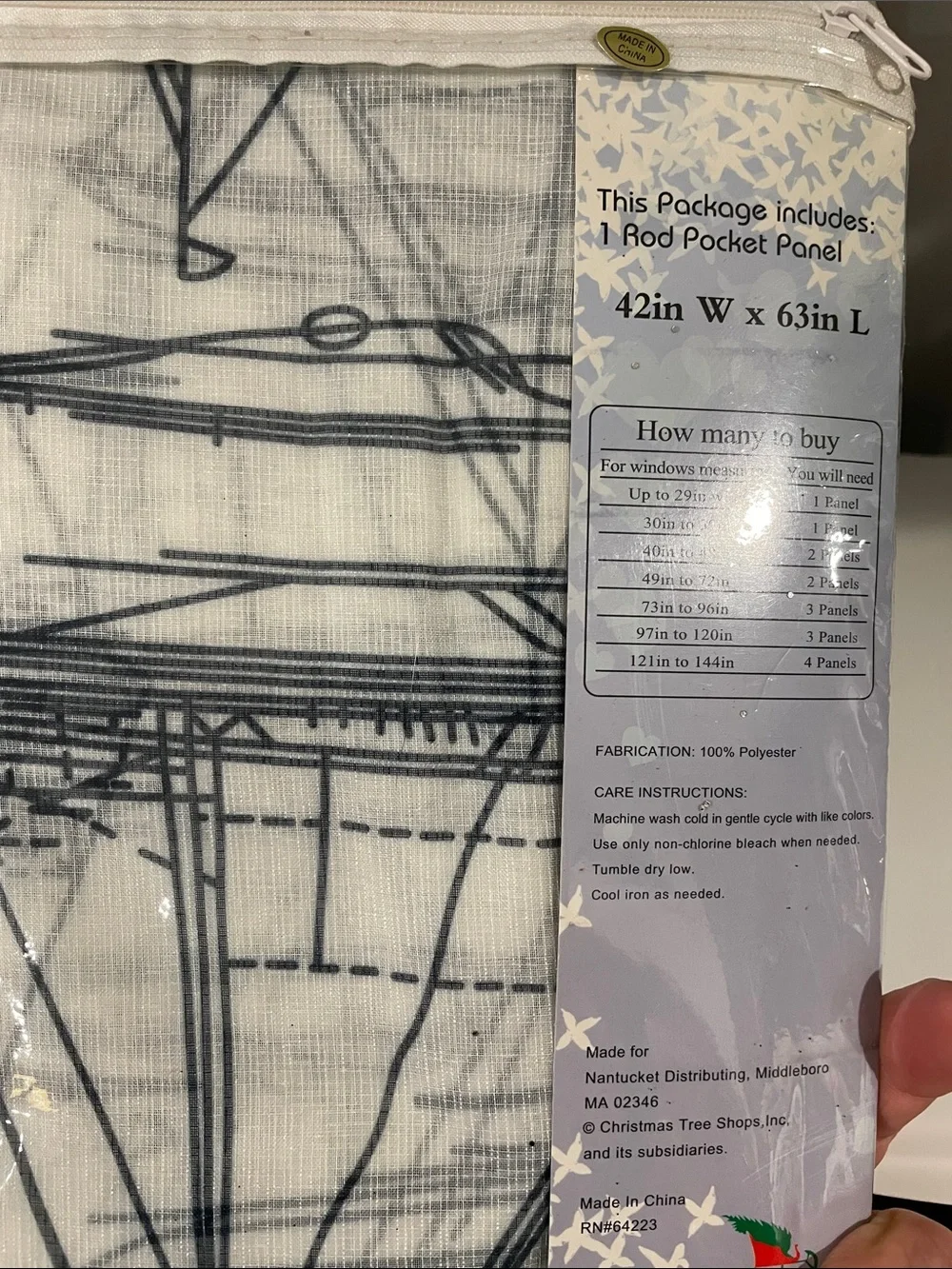 Boat Print Sheer Panel Curtains - Set of 2